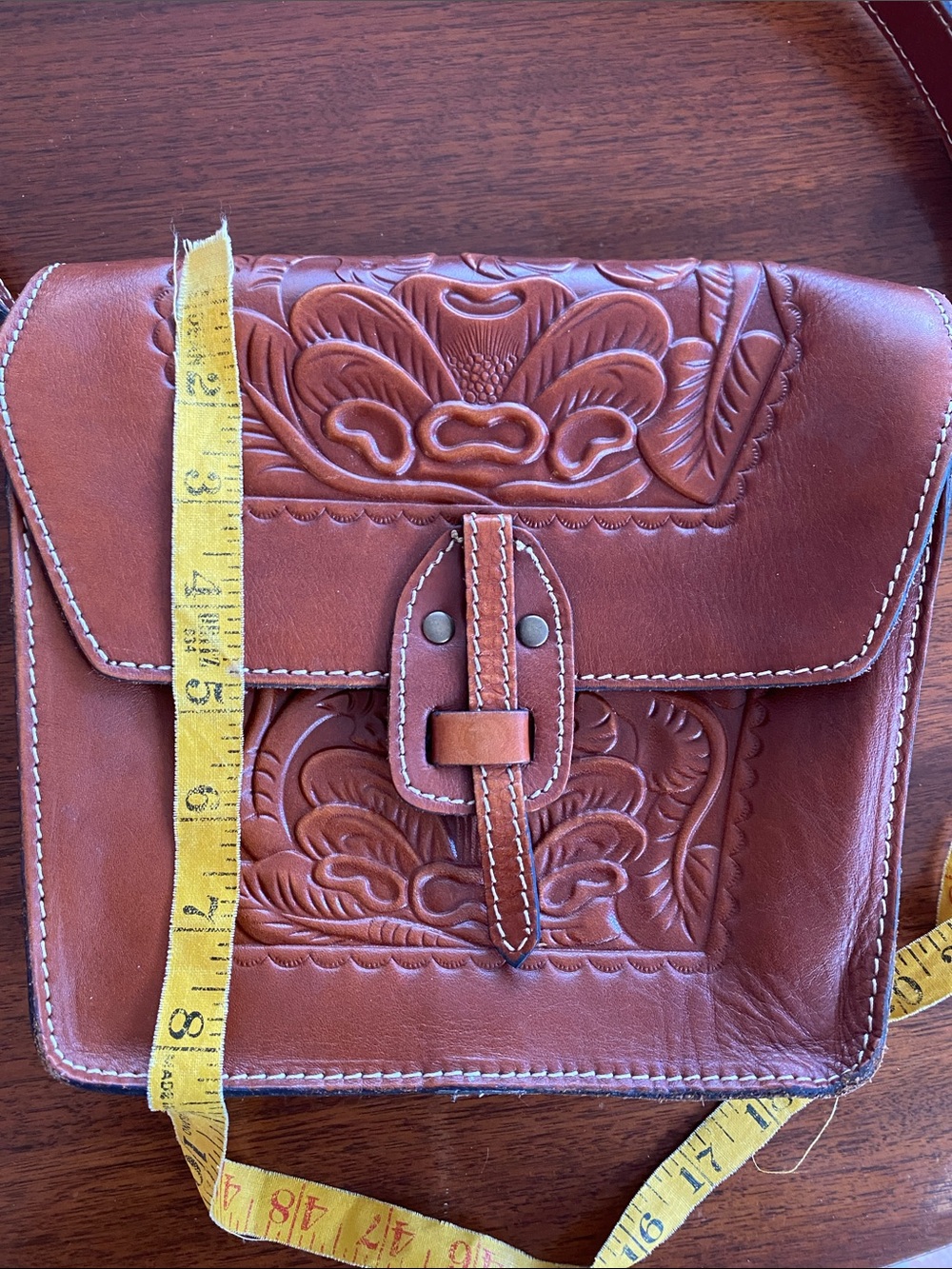 Patricia Nash Tooled Brown Leather Crossbody Bag - Picture 9 of 10